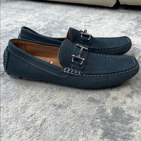 New Winthrop Naples Horsebit Loafer Leather Perforated Navy Blue Sz 9 main image 5